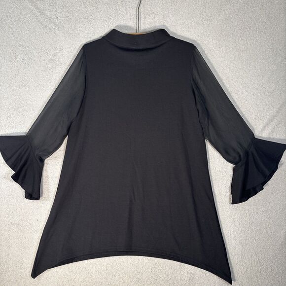 NWT Ador Women’s M Chiffon Modal High Neck Flare Cuff Blouse Witchy Goth Vampire - Picture 11 of 13